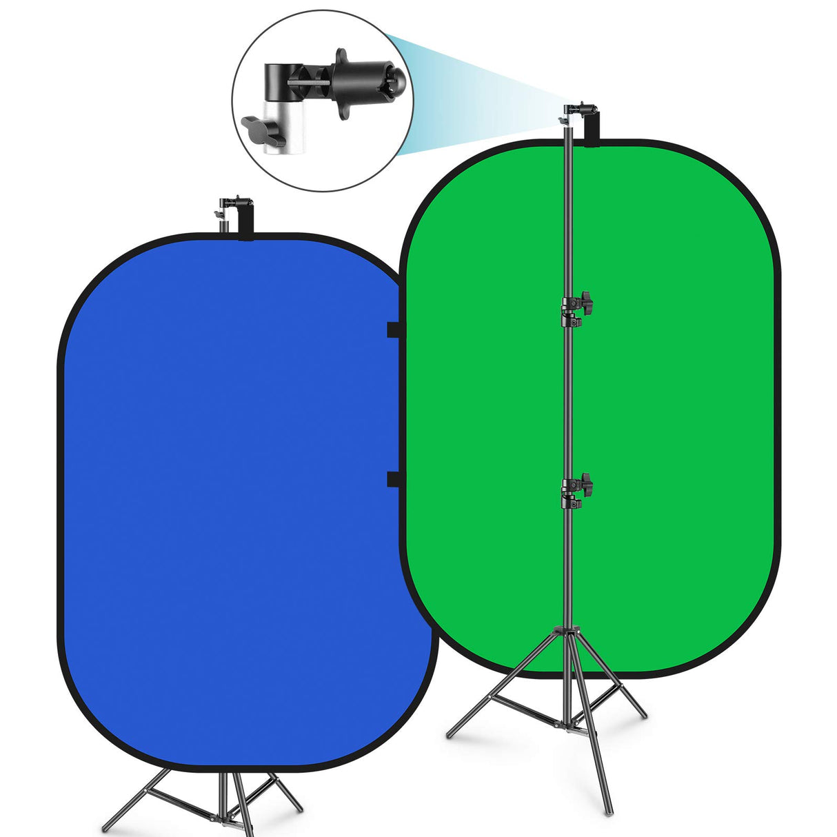Neewer 5 x 7 pies / 1,5 x 2 m - Fondo plegable con soporte de 8,5 pies / 2,6 m, panel de fondo verde azul verde reversible 2 en 1 para estudio de fotografía, transmisión en vivo, videollamadas, juegos
