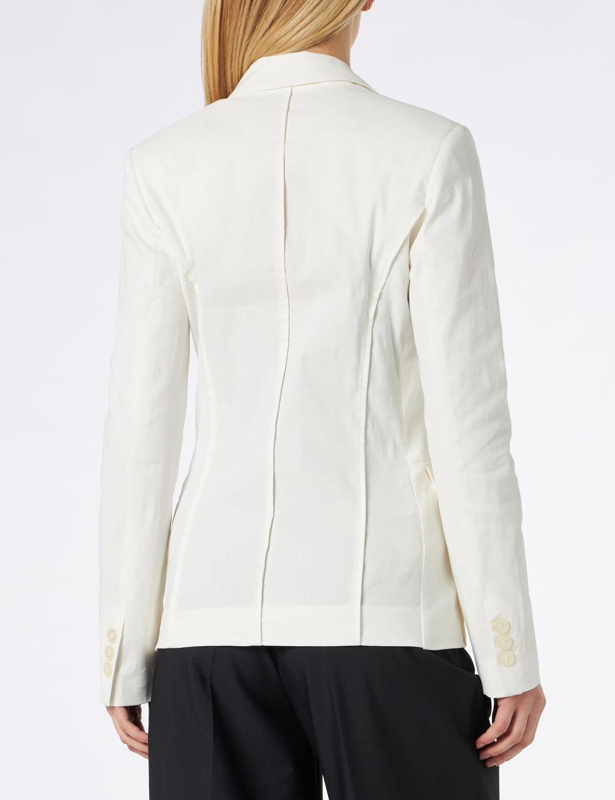 Pinko Ghera-Chaqueta de Lino elástico con botón Efecto nácar Blazer, Z07_Blanco Seda, 44 para Mujer