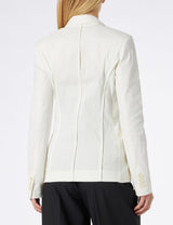 Pinko Ghera-Chaqueta de Lino elástico con botón Efecto nácar Blazer, Z07_Blanco Seda, 44 para Mujer