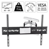 Hama Soporte de Pared para TV (3 articulaciones, 90 Pulgadas, VESA 800 x 600, LCD/LED, para TV, Montaje en Pared, Giratorio 120 Grados, Inclinado, Acero, Capacidad de Carga máxima de 75 kg, bisagras
