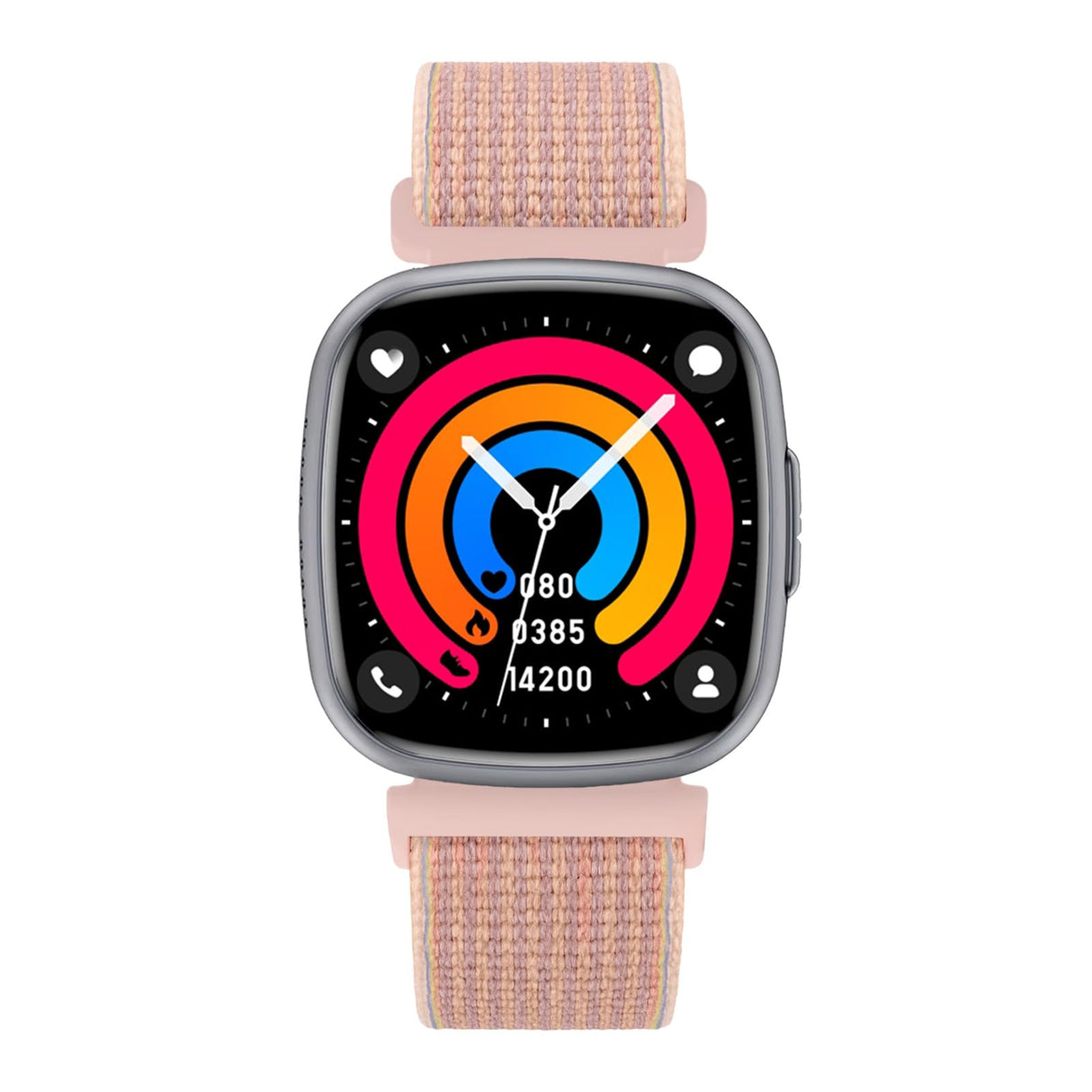 Knauermann Neo 2 (2025) - Negro Rectangular - Reloj Salud Smartwatch - ECG - Función HRV - BT Bluetooth - Apnea del sueño - Presión Arterial - Velcro Rosa, Höhe: 42mm; Breite: 40mm; Dicke:, Höhe: