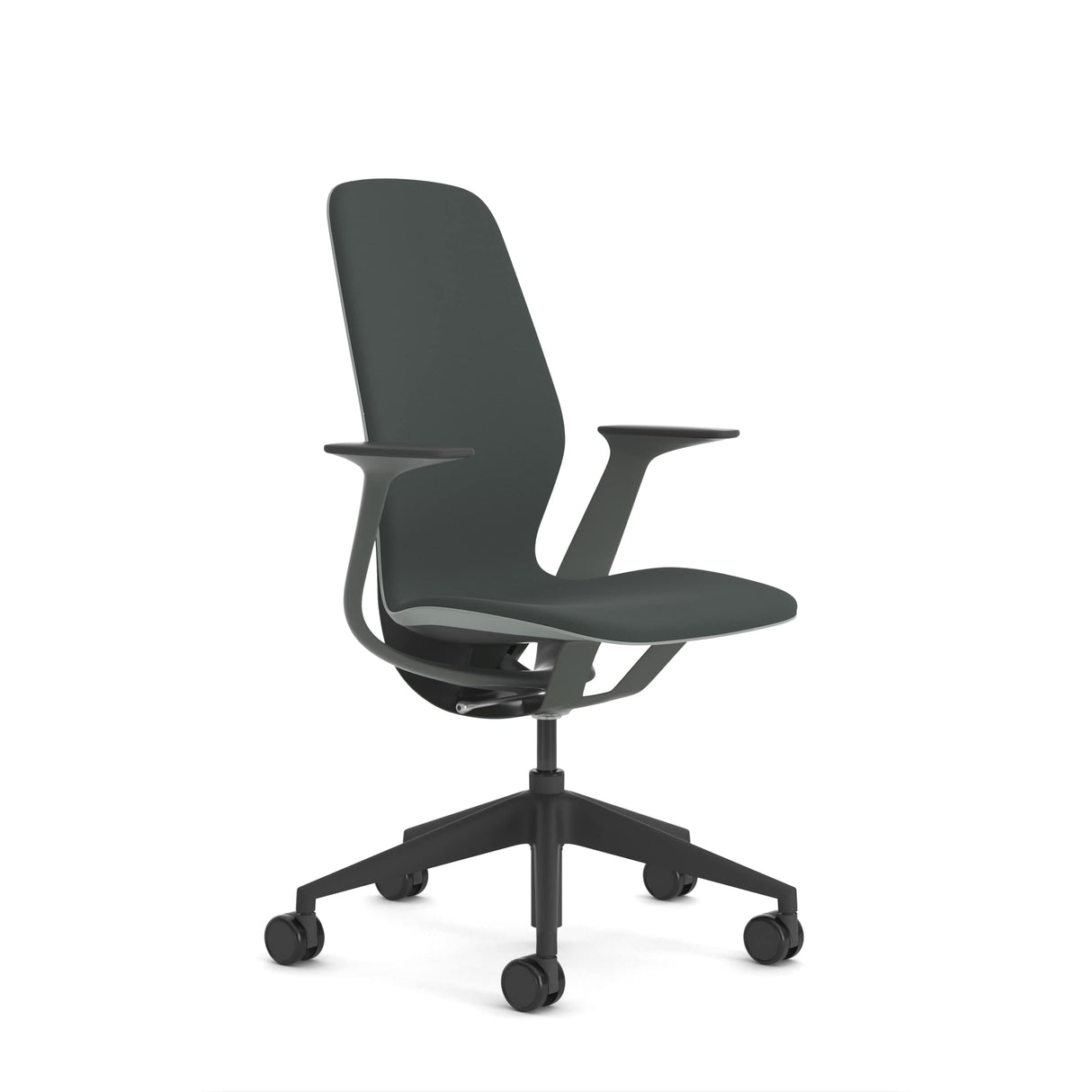 Steelcase SILQ Silla ergonómica de altura ajustable, carcasa de plástico platino sólido o merle y tapicería pimienta