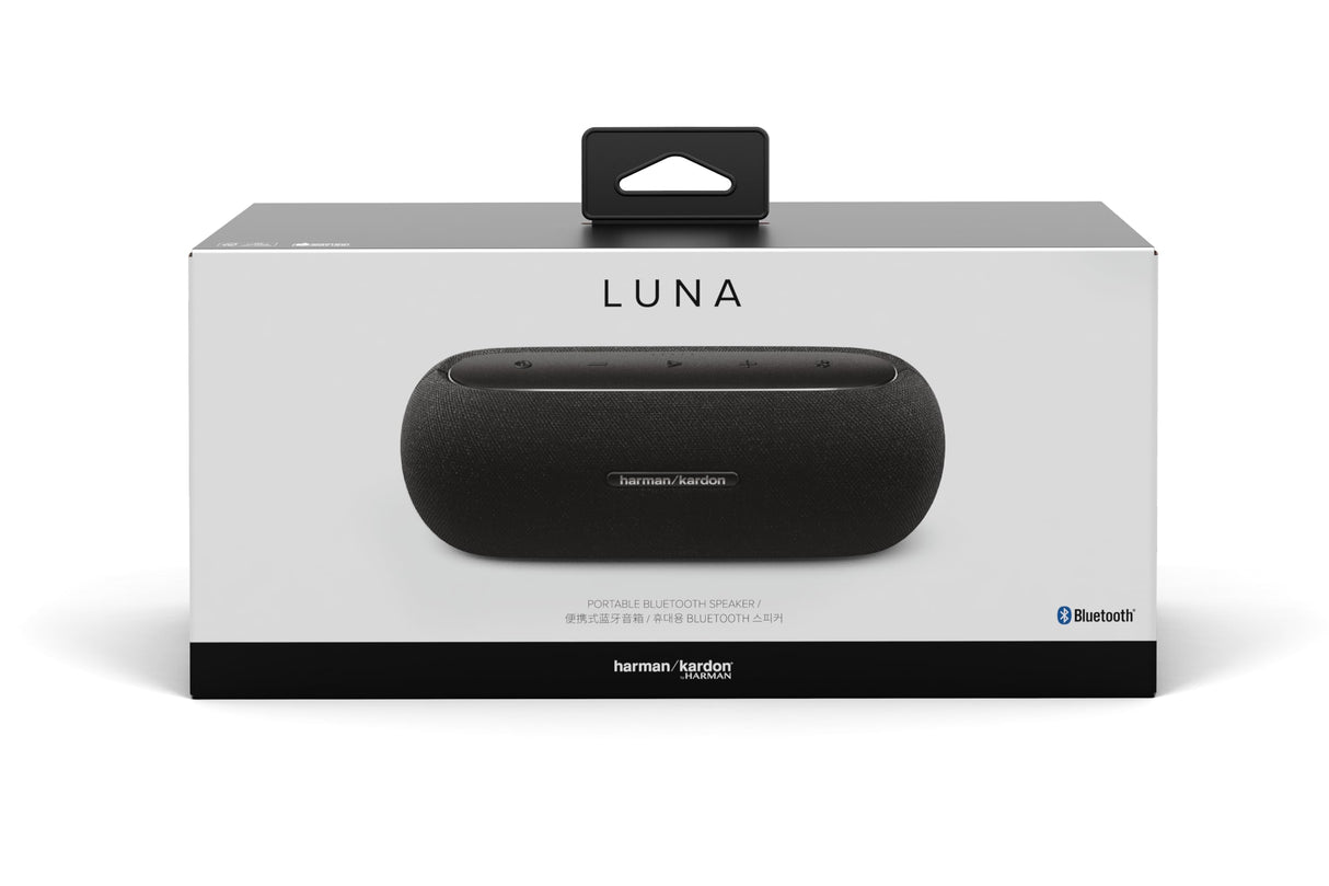 Harman Kardon Luna, Altavoz portátil, Resistente al Agua y al Polvo, con diseño Elegante, tecnología Bluetooth, Puerto USB y duración de batería de hasta 12 hrs, Negro