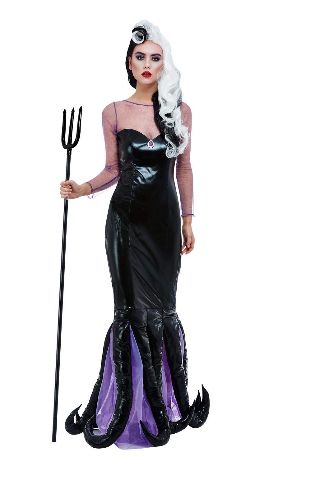 Smiffys Disfraz de bruja malvada del mar, Negro, Vestido
