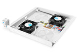 DIGITUS Unidad de ventilador de techo para armario de red (Dynamic Basic / Unique) y armario de servidores (Dynamic Basic), 2 ventiladores, termostato, gris (RAL 7035)