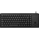 CHERRY G84-4400, Teclado Compacto con Trackball Integrado, EU-Layout (QWERTY), Con Cable (Conexión USB), 2 Teclas de Ratón, Switches Mecánicos CHERRY ML, Negro