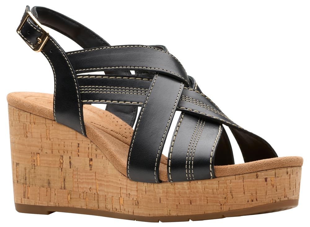 Clarks Sabina Sling, Sandalia Mujer, Black/Black, 37 EU