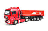 Carson Carson-500907216 500907216 Fliegl Stone Master Camión volquete-Compatible con Tamiya, Modelo ensamblado, Accesorios a Escala 1:14, Color Rojo