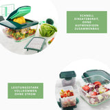 Genius Nicer Dicer Chef - Cortador de verduras (18 piezas, con cuenco de cristal y cortador de tomates y verduras de la televisión)