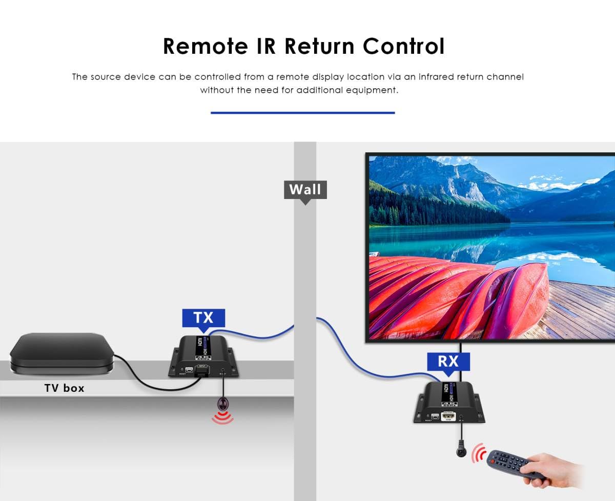 PremiumCord Extensor HDMI 4K hasta 120 m vía LAN, Over IP, Cat5/5E/6, UHD 4K 2160p 60Hz, Full HD 1080p, 4:4:4, HDMI 2.0, HDCP 2.2, Carcasa Robusta de Aluminio