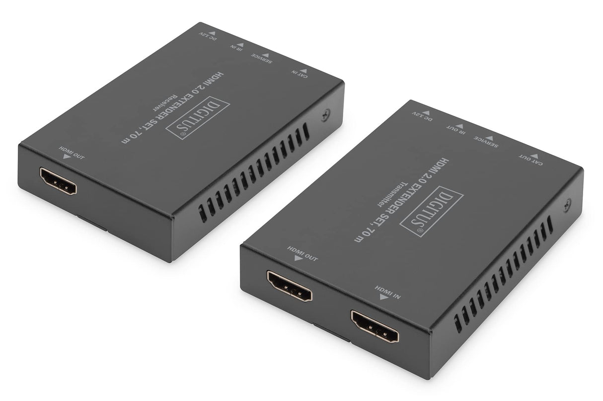 DIGITUS DS-55506 Extensor HDMI - UHD 4K 30 Hz - 70 m Mediante Cable LAN - Set: Transmisor y Receptor - Loop-out, IR Infrarrojos - HDMI 2.0 & HDCP 2.2/1.4