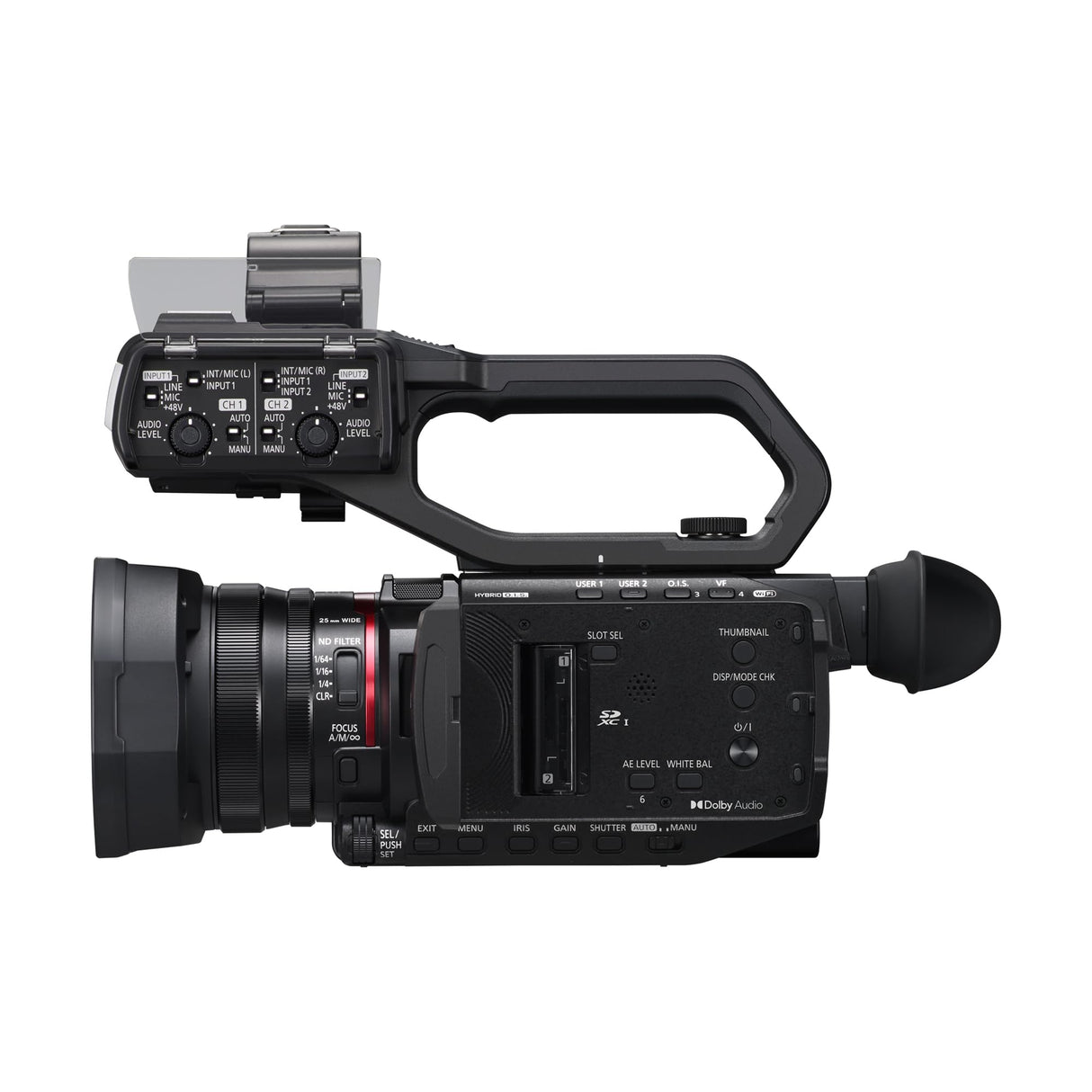Panasonic AG-CX18EH 4K 60p Videocámara Profesional con Lente Gran Angular de 25 mm, Zoom de 24x, 3G-SDI, XLR, OIS Híbrido de 5 Ejes, Luz LED, Wi-Fi, USB PD, Negra