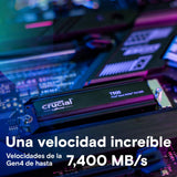 Crucial T500 SSD 1TB PCIe Gen4 NVMe M.2 PS5 SSD Interno Gaming con Disipador, hasta 7300 MB/s, Compatible Playstation 5, TLC NAND, Ordenador Portátil y de Sobremesa, Disco Duro SSD - CT1000T500SSD5