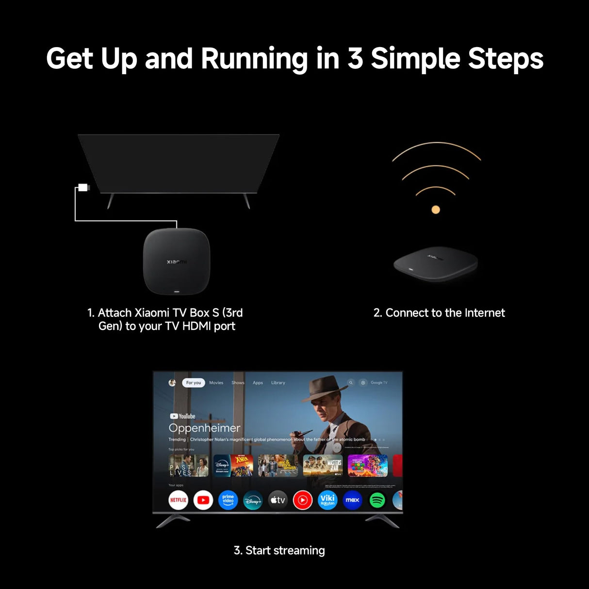 Xiaomi TV Box S (3nd Gen), 4K Ultra HD Streaming Media Player, 2GB RAM, 32GB Memoria Smart TV Box, Soporta Google TV, Dolby Vision, HDR10+, Dolby Atmos, DTS-X, Wireless Projection, WiFi 6, Negro