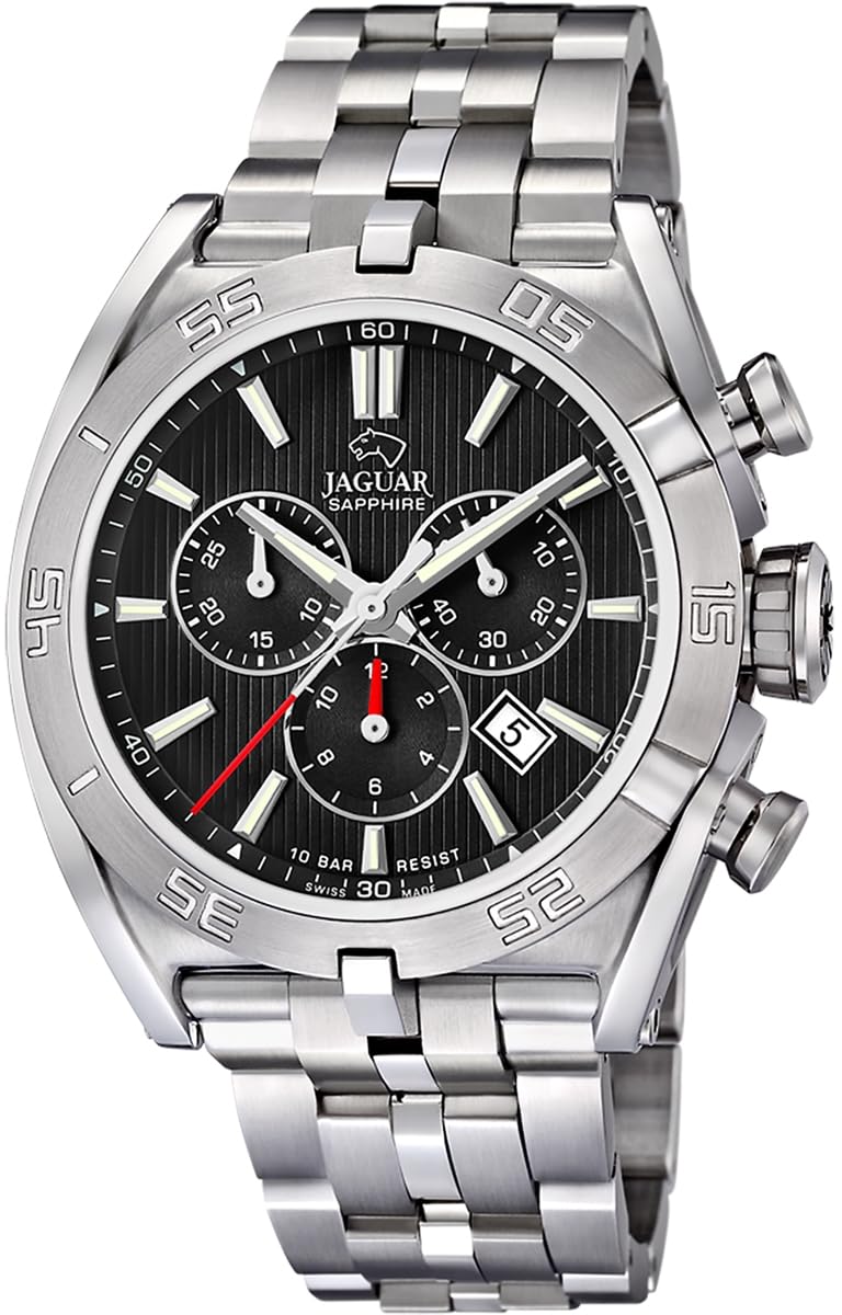 JAGUAR Reloj Hombre J852/D Swiss Made Caja de Acero Inoxidable 316l Plateado Correa de Acero Inoxidable 316l Plateado