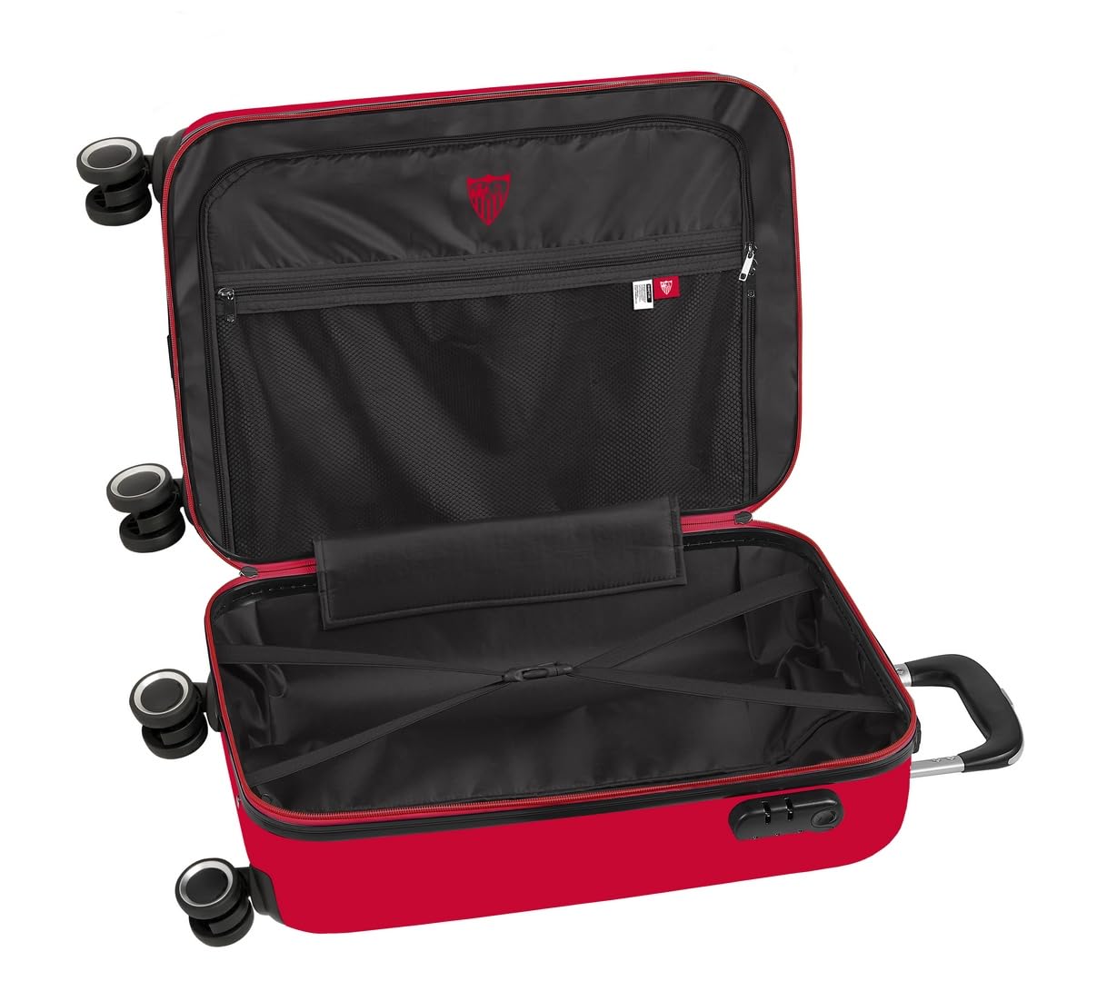 Sevilla FC - Trolley de Cabina 20 Pulgadas, Maleta con Ruedas, Candado de Seguridad, Maleta Ligera, 34.5x20x55 cm