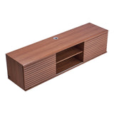 VEVOR Mueble de TV en la Pared, Estante Flotante para TV 1520 x 390 x 368 mm con Estante Ajustable y Puertas Correderas para Reproductor de DVD, Decodificador de Cable, Carga de 52 kg, Nogal