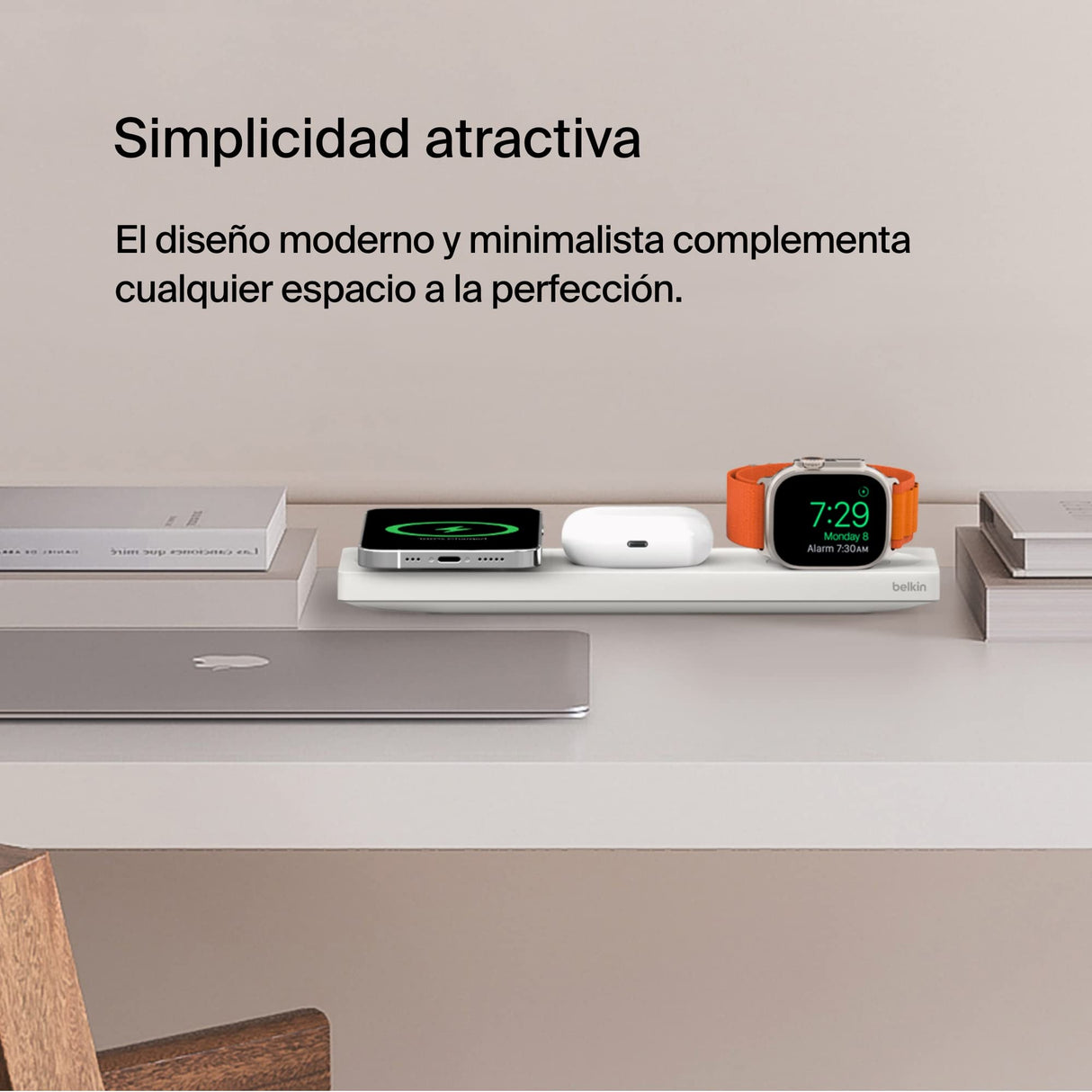 Belkin cargador MagSafe 3 en 1, certificación MFi, carga inalámbrica rápida portátil para serie de iPhone 15, iPhone 14, 13, 12, Apple Watch Series 9, 8 y posteriores, AirPods 2 y AirPods Pro