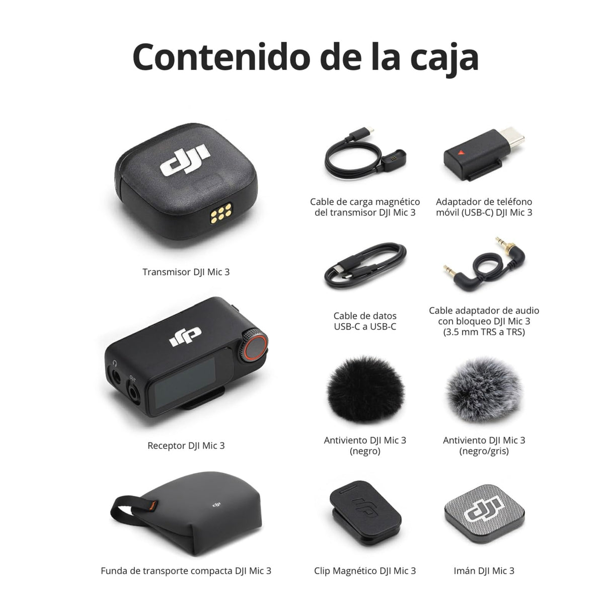 DJI Mic 3 (1 TX + 1 RX), micrófono lavalier inalámbrico para iPhone/cámara/Android, Ultraligero, Tiempo de Funcionamiento extendido y Carga rápida, transmisión hasta 400 m