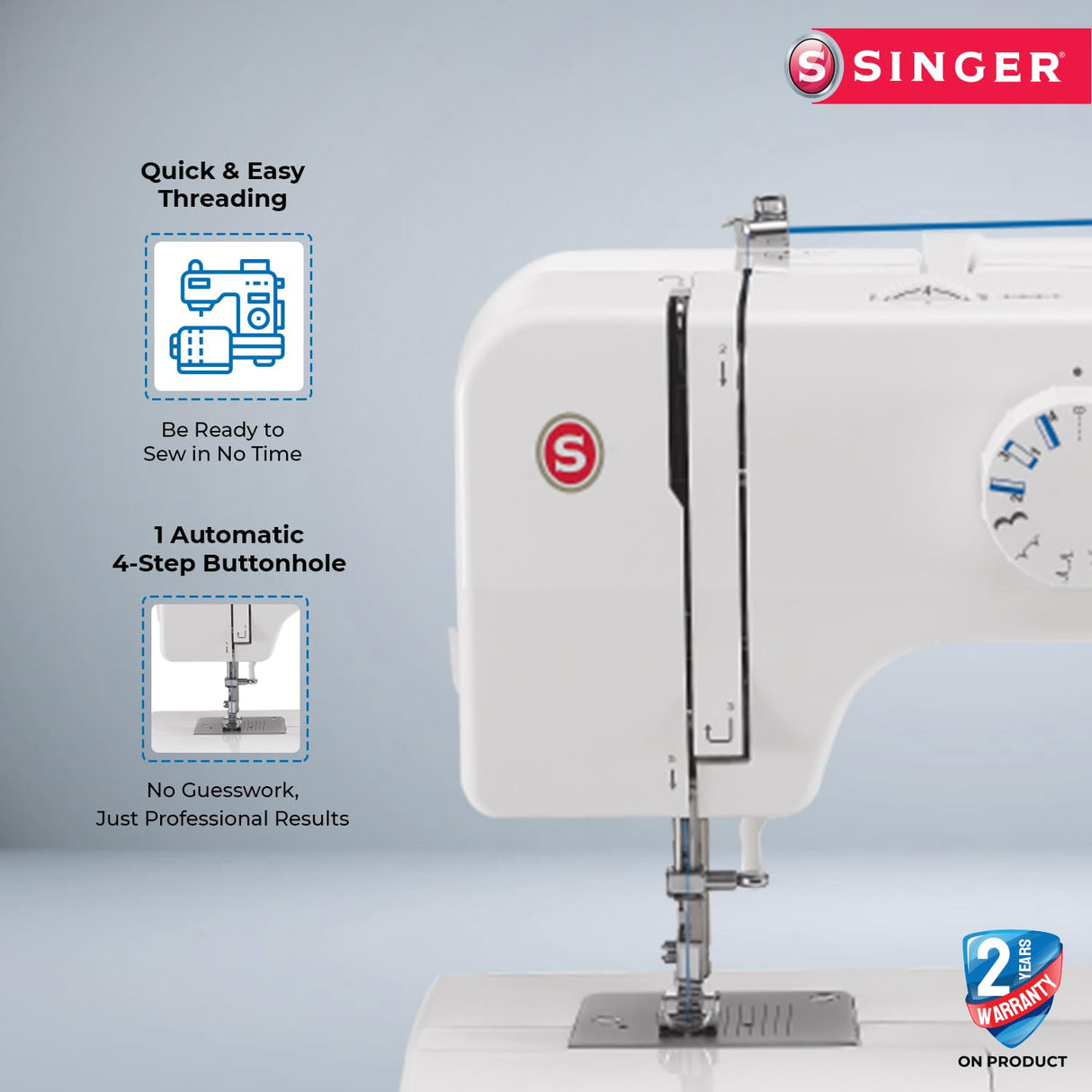 Singer 1409 Promise - Máquina de Coser Mecánica, 9 puntadas, 120 V, color Blanco, 22 x 41 x 35 cm, 6 Kg