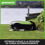 Greenworks Optimow 15 robot cortacésped para áreas hasta 1500m2, pendiente 35%, muy silencioso, 4G controlado, características de seguridad avanzadas, protección robo, 3 años de garantía