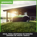 Greenworks Optimow 15 robot cortacésped para áreas hasta 1500m2, pendiente 35%, muy silencioso, 4G controlado, características de seguridad avanzadas, protección robo, 3 años de garantía