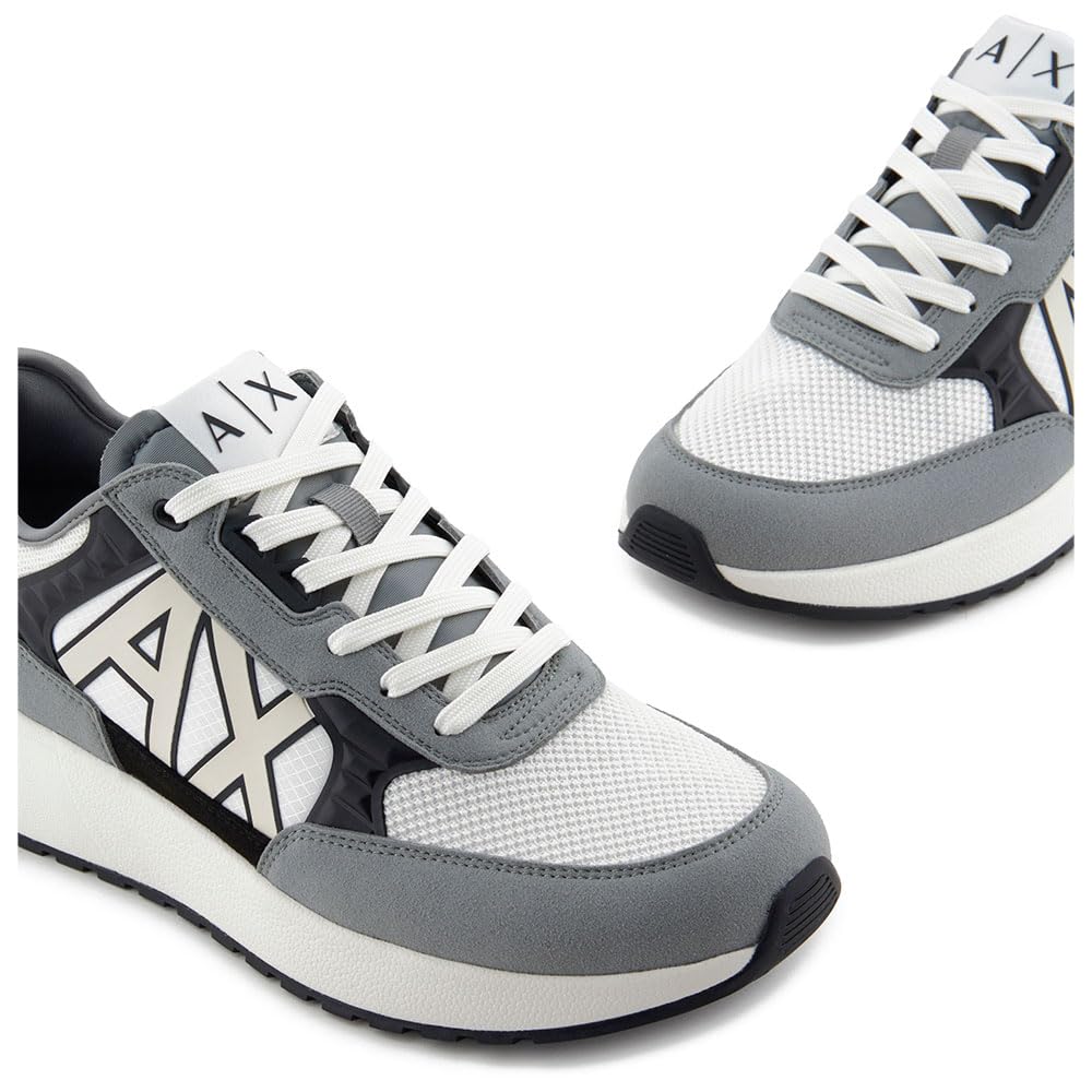 Armani Exchange - Dusseldorf Embossed Geometric Motifs, Zapatillas Hombre, N.Grey+BLK+Off White,
