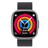 Knauermann Neo 2 (2025) - Negro Rectangular - Reloj Inteligente de Salud - ECG - Función HRV - Bluetooth BT - Apnea del sueño - Presión Arterial - Pulsera milanesa, Höhe: 42mm; Breite: 40mm; Dicke: