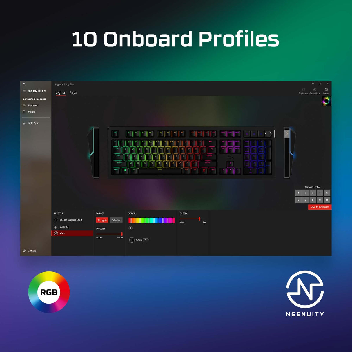 HyperX Alloy Rise - Teclado mecánico para juegos intercambiable en caliente, PC, sensor de luz ambiental, montaje en junta, interruptores lineales