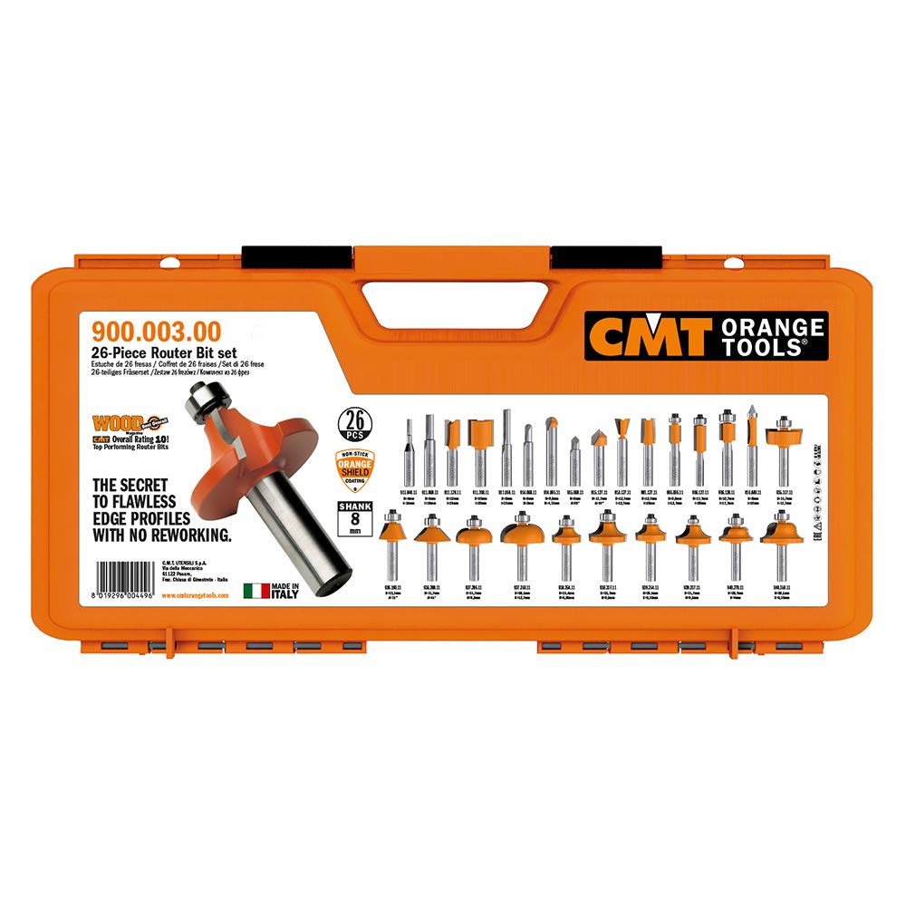 CMT Orange Tools 900.003.00-Estuche 26 Fresas Rectas y Perfil. s 8 HW DX, Naranja-Negra, 0