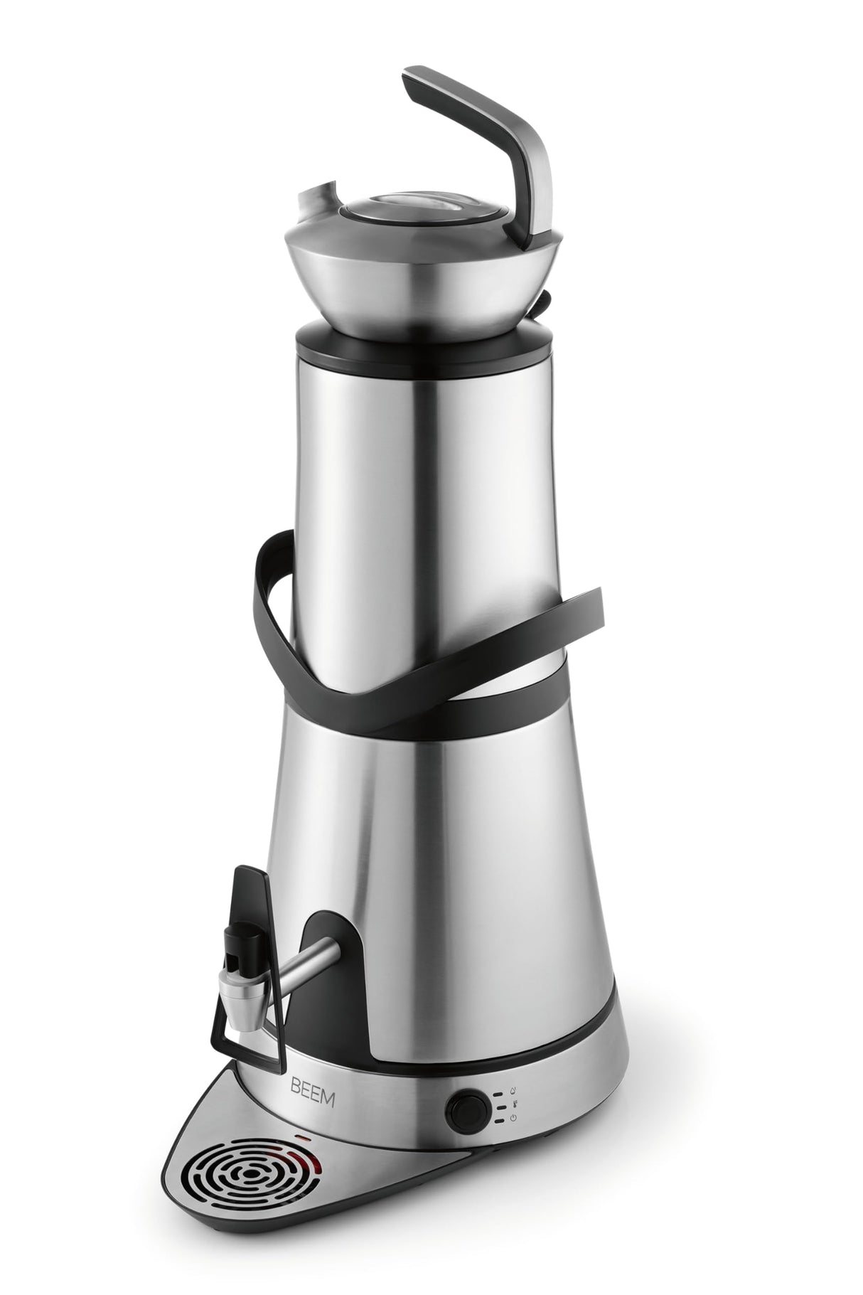 BEEM Amira Samovar - Depósito de agua de 10 l, tecnología de inducción, protección automática al ralentí y diseño elegante con dispensador de acero inoxidable, ideal para hoteles y gastronomía