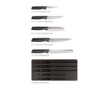 Joseph Joseph Elevate Cuchillos de Cocina Profesionales y Utensilios de Cocina, 10 piezas, con Almacenamiento para Cajón, Negro/Multicolor