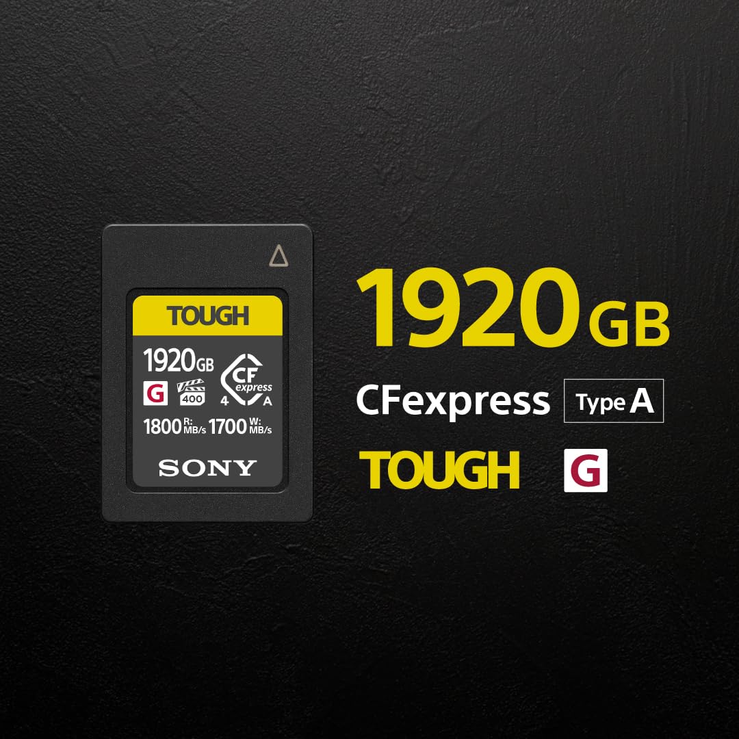 Sony CEA-G1920T Tarjeta de Memoria Flash CFexpress Tipo A Tough de 1920 GB, VPG400 Serie G de Alta Velocidad con garantía de Rendimiento de vídeo (1800 MB/s de Lectura y 1700 MB/s de Escritura)