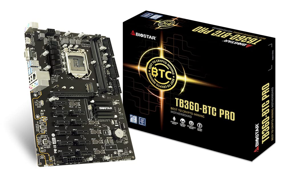 Placa Base para minería Biostar TB360-BTC Pro Core i7/i5/i3 (Intel 8ª y 9ª generación) LGA1151 Intel B360 DDR4 12 GPU
