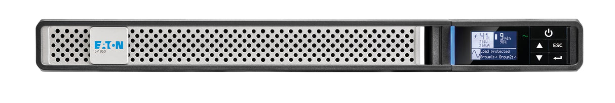 Eaton - Inversor 5P 650 IR G2 - Line Interactive UPS Rack 1U - 5P650IRG2 - Potencia 650VA (4 Tomas IEC C-13 10A, Protector contra sobretensiones, batería) - Pantalla LCD gráfica - Negro