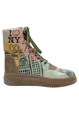 Women Vegan Leather Khaki Long Boots - New York Design