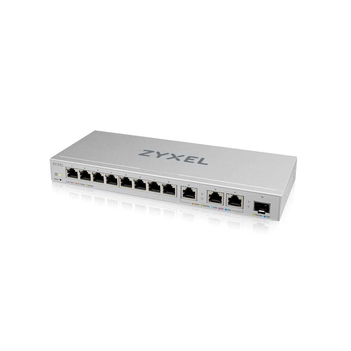 Zyxel Conmutador de 12 puertos Multigigabit Administrado por Web | Switch Gigabit con 3 Puertos de 10 Gbit | 1 puerto SFP+ de 10 Gbit [XGS1250-12]