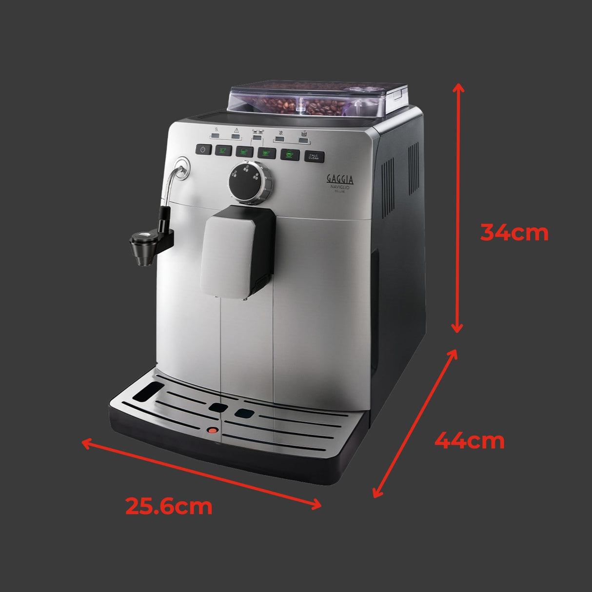 Gaggia HD8749/11 Naviglio Deluxe - Cafetera Automática, para Espresso y Cappuccino, Café en Grano, 1,5 L, 100% Made in Italy 15 Bar, 1850 W, 230V, Plata, 100% Made in Italy