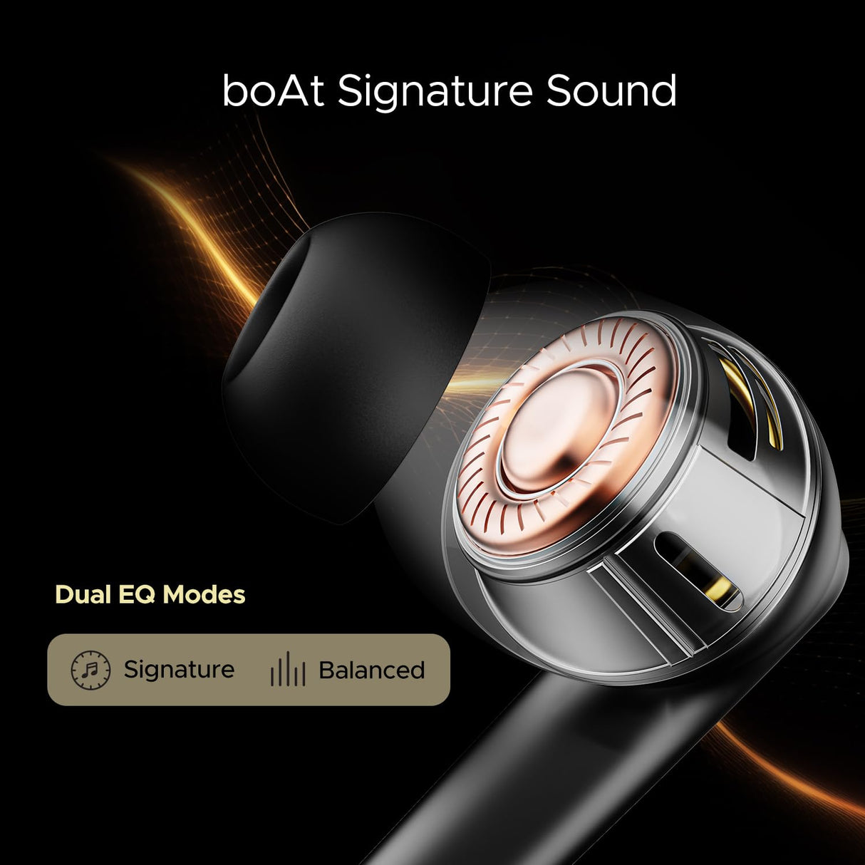 Boat Airdopes 141 ANC (~ 32 dB), 50 ms de Baja latencia, 4 micrófonos ENx, batería de 42 Horas, Carga rápida, IPX5, v5.3 Bluetooth TWS, Auriculares inalámbricos con micrófono (Negro metálico)