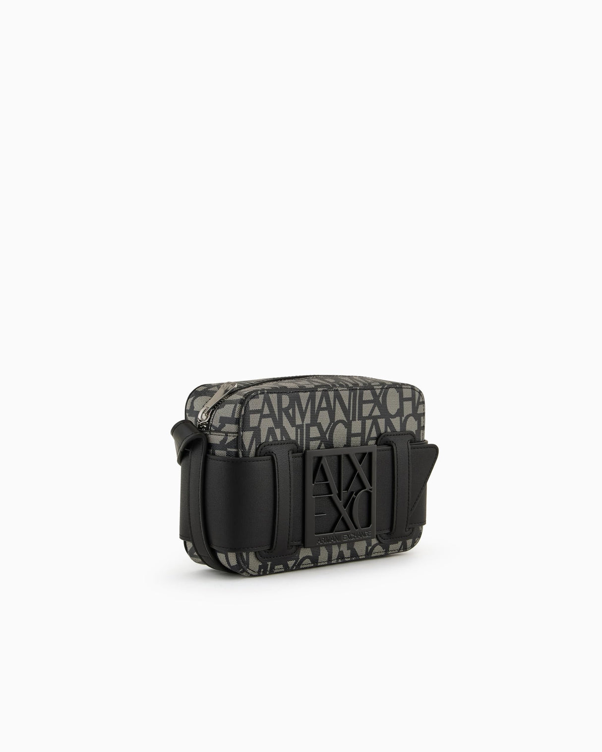 Armani Exchange Logo Placket Top Zip Camera Crossbody Bag, Funda para cámara para Mujer, Beige/Black, Einheitsgröße
