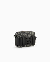 Armani Exchange Logo Placket Top Zip Camera Crossbody Bag, Funda para cámara para Mujer, Beige/Black, Einheitsgröße