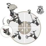 Trottinette enfant Globber Tricycle Explorer 4 en 1 Evolutif et Pliable Taupe