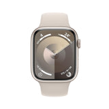 Apple Watch Series 9 [GPS + Cellular] Smartwatch con Caja de Aluminio en Blanco Estrella de 45 mm y Correa Deportiva Blanco Estrella - Talla M/L. Monitor de entreno, App Oxígeno en Sangre