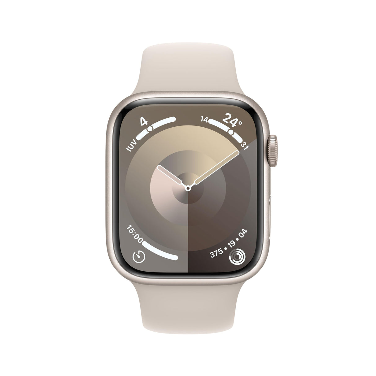 Apple Watch Series 9 [GPS + Cellular] Smartwatch con Caja de Aluminio en Blanco Estrella de 45 mm y Correa Deportiva Blanco Estrella - Talla S/M. Monitor de entreno, App Oxígeno en Sangre