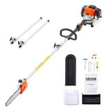 VEVOR Motosierra de Pértiga a Gasolina, Motosierra Inalámbrica de 43 cc y 2 Tiempos con Barra de Corte de 25,4 cm, Tanque de Combustible de 850 ml y Extensible de 2,08-3,58 m para Podar Árboles