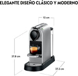 Krups Nespresso Citiz - cafetera de cápsulas monodosis, con 19 bares de presión, thermoblock, función automática con botones retroiluminados, color Plata, modo Eco, Incluye kit bienvenida