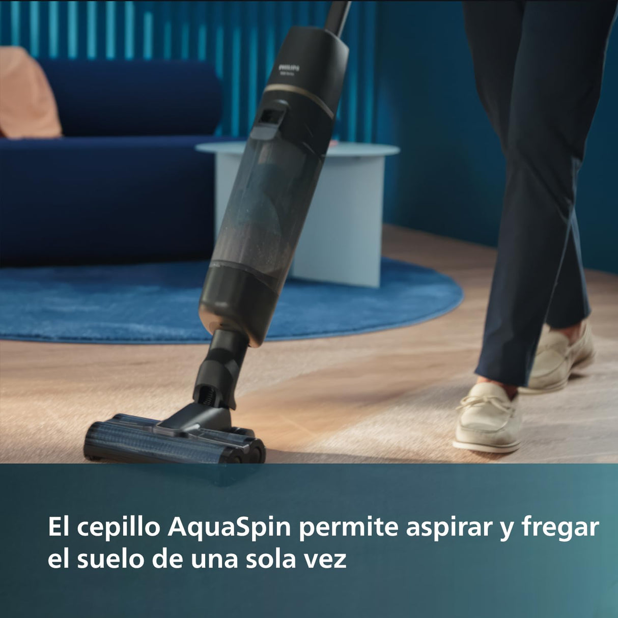 Philips Aspiradora sin Cable Wet & Dry Serie 7000, Aspira y Friega, Autolimpieza Automática, hasta 25 min de Autonomía y 180m2, 3 Modos de Limpieza, Gris Antracita/Champán (XW7110/01)