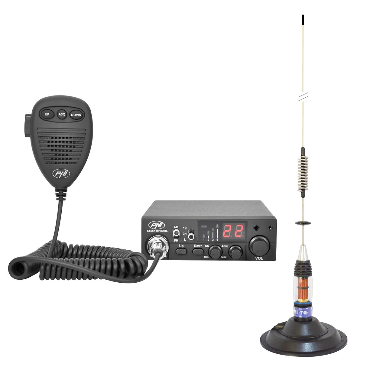 CB PNI Escort HP 8001L Auriculares de Radio ASQ HS81L CB PNI ML70 Antena con imán Incluido