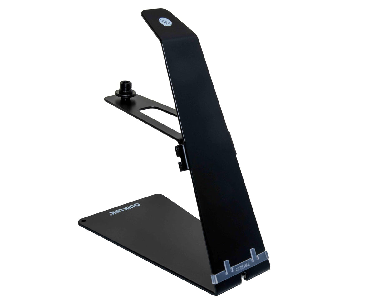 QUIK LOK - MIC/001 Base de micrófono de escritorio para micrófonos dinámicos e inalámbricos, diseño elegante y funcional, acabado negro mate, adaptador de 3/8" a 5/8" incluido