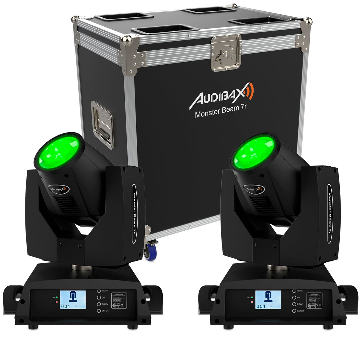 Audibax Monster Beam 7R - Cabeza Móvil para Discoteca - Foco Profesional Móvil de 20 Canales - Luz de Descarga OSRAM Sirius de 230W - Incluye Maleta de Transporte - Configuración Beam o Wash